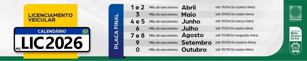 Calendário de licenciamento veicular de 2026 é divulgado pelo Detran-MS – Agência de Noticias do Governo de Mato Grosso do Sul